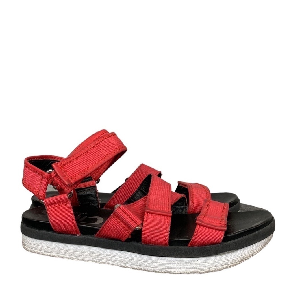 Red strappy sandals